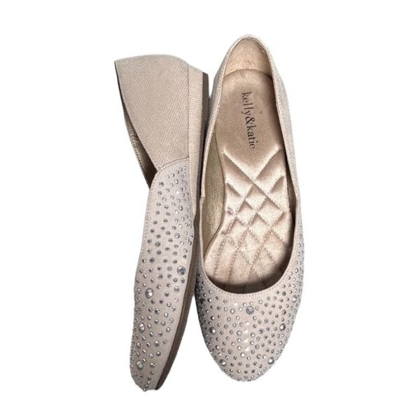 Kelly & Katie Florence Sparkle Toe Ballet Flats in Taupe - Size 8 - Picture 2 of 7